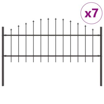 Vidaxl Garden Fence With Hoop Top Gray 11.9x0.75 M Steel