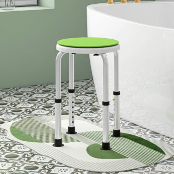 Homcom 360° Swivel Shower Chair, Height Adjustable Aluminium Shower Stool With Non-slip Feet, Green