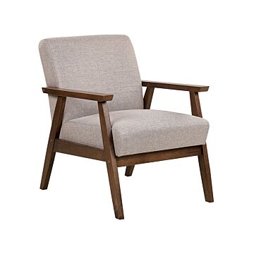 Armchair Beige Polyester Fabric Upholstery Retro Design Wooden Frame Armrests Living Room Beliani