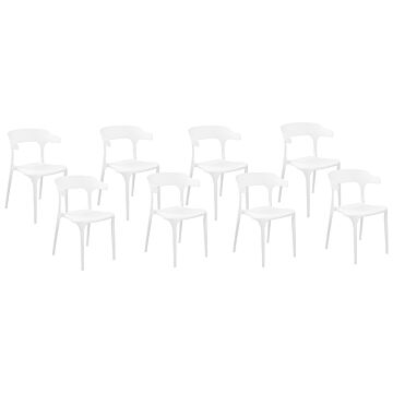 Set Of 8 Garden Chairs White Polypropylene Lightweight Weather Resistant Plastic Indoor Outdoor Modern Beliani