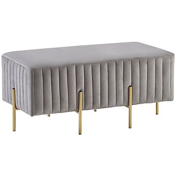 Bench Grey Velvet Upholstered Gold Metal Legs 93 Cm Glamour Living Room Bedroom Hallway Beliani