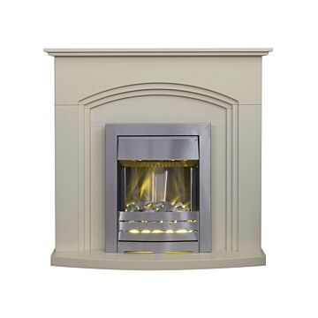 Adam Truro Fireplace In Cream With Helios Electric Fire In Brushed Steel, 41 Inch