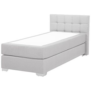 Eu Single Size Continental Bed 3ft Grey Fabric With Mattress Contemporary Beliani