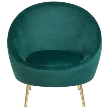 Tub Chair Green Velvet 76l X 80w X 81h Cm Accent Gold Legs Glam Retro Beliani