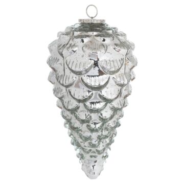 The Noel Collection Silver Teardrop Acorn Xl Bauble