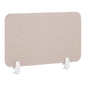 Desk Screen Beige Pet Board Fabric Cover 80 X 40 Cm Acoustic Screen Modular Mounting Clamps Home Office Beliani