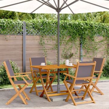 Vidaxl 5 Piece Garden Dining Set Anthracite Fabric And Solid Wood
