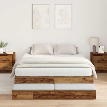Vidaxl Storage Bed Frame Old Wood 150x200 Cm