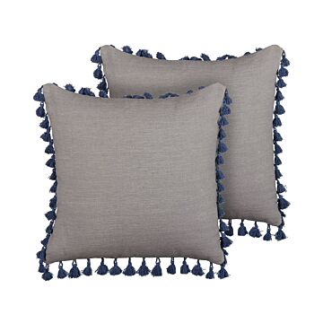 Set Of 2 Scatter Cushions Grey 45 X 45 Cm Decorative Throw Pillows Removable Covers Zipper Closure Basic Traditional Style Beliani