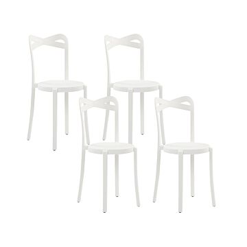 Set Of 4 Garden Chairs White Polypropylene Lightweight Indoor Outdoor Weather Resistant Plastic Modern Beliani