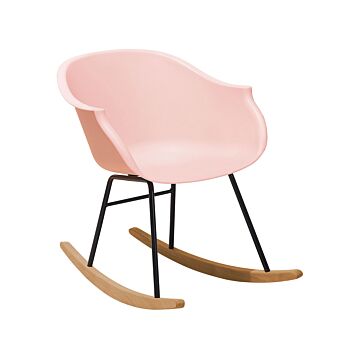 Rocking Chair Pink Synthetic Material Metal Legs Shell Seat Solid Wood Skates Modern Style Beliani