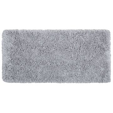Shaggy Area Rug High-pile Carpet Solid Grey Polyester Rectangular 80 X 150 Cm Beliani
