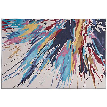 Rug Multicoloured 160 X 230 Cm Abstract Paint Effect Printed Low Pile Modern Beliani