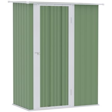 Outsunny Garden Storage Shed, Outdoor Tool Shed With Sloped Roof, Lockable Door For Equipment, Bikes, Light Green, 142 X 84 X 189cm