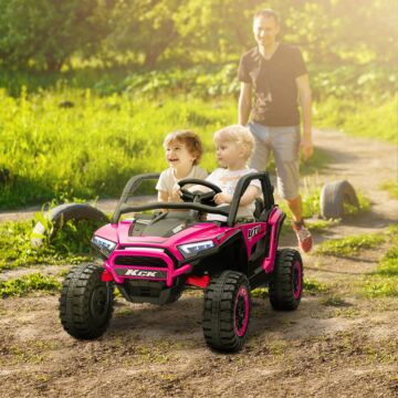 Aiyaplay 2 Seater 24v 7ah Ride On Truck, Battery Powered Electric Ride On Car W/ Remote, Suspension, 3 Speeds - Pink