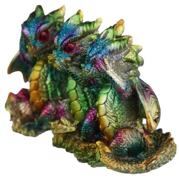 Hear No See No Speak No Metallic Rainbow Dragon Figurine