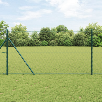 Vidaxl Hexagon Fence Grey 1.4x50 M Steel, Vidaxl Fence Posts 13 Pcs Green Ø32 Mm 190 Cm Galvanised Steel