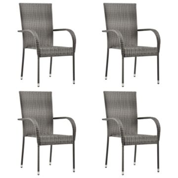 Vidaxl 5 Piece Garden Dining Set Poly Rattan Grey