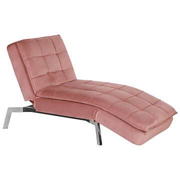 Chaise Lounge Pink Velvet Tufted Adjustable Back And Legs Modern Glam Beliani