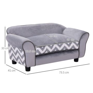 Pawhut Dog Sofa Bed For Xs-sized Dogs, Cat Sofa With Soft Cushion, Pet Chair Lounge With Washable Cover, Removable Legs, Wooden Frame - Grey