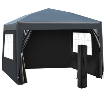 Outsunny 3x3m Pop Up Gazebo Marquee-black Water Resistant Wedding Camping Party Tent+ Free Carry Bag-black