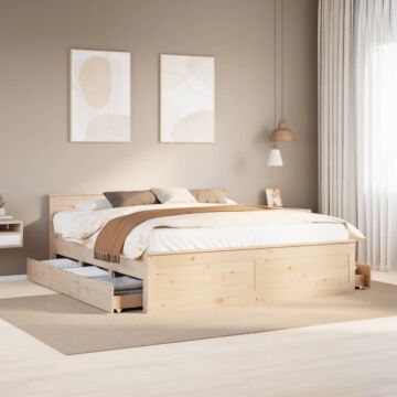 Vidaxl Bed Frame Without Mattress With Headboard 180x200 Cm Super King Solid Wood Pine