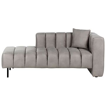 Right Hand Chaise Lounge Taupe Velvet Upholstery Black Legs Seat Bolster Cushion Modern Glam Design Beliani