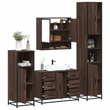 Vidaxl 4 Piece Bathroom Furniture Set Brown Oak Engineered Wood