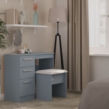 Contrast Dressing Table Stool In Denim Blue