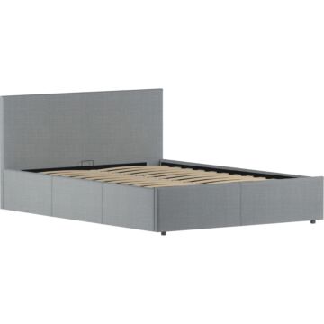 Veronica Double Ottoman Bed, Light Grey Linen