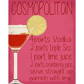 Vintage Metal Sign - Cosmopolitan Cocktail Recipe