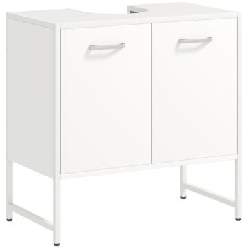Homcom Bathroom Vanity Unit, Under Sink Storage Cabinet With Soft-close Doors For Basin Without Or With Pedestal, White