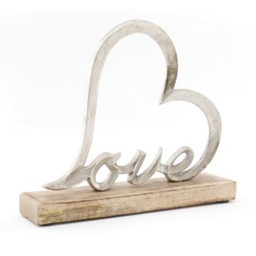 Metal Heart Of Love On A Wooden Base