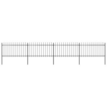 Vidaxl Garden Fence With Spear Top Steel 6.8x1 M Black