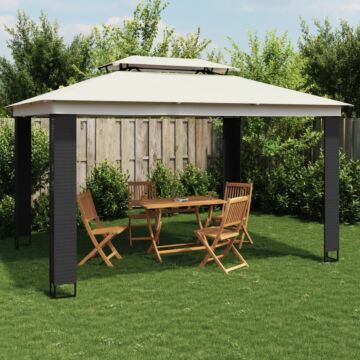 Vidaxl Gazebo With Double Roof Cream 3.94x2.96 M Steel