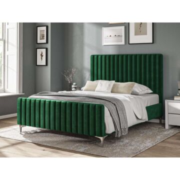 4'6 Fabric Bed - Green - Velvet