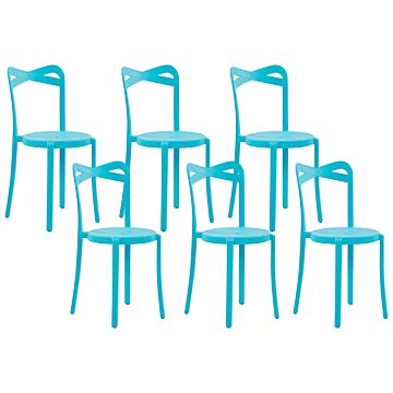 Set Of 6 Garden Chairs Blue Polypropylene Lightweight Indoor Outdoor Weather Resistant Plastic Modern Beliani
