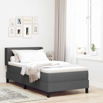 Vidaxl Box Spring Bed With Mattress Dark Grey 80x200 Cm Fabric, Vidaxl Headboard Button Tufted Dark Grey 80 Cm Fabric