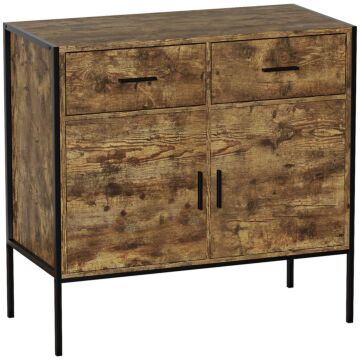 Vida Designs Brooklyn 2 Door 2 Drawer Sideboard, Dark Wood