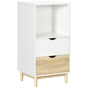 Homcom Modern Bookcase With Drawers And Open Shelf, Bookshelf, Storage Cabinet For Study Living Room Home Office, White And Natural