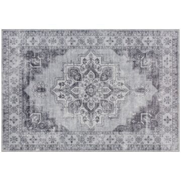 Homcom Vintage Area Rug, Non-slip Washable Rug, Flannel Floor Carpet For Living Room, Bedroom, Dining Room, Home Office, 230 X 160 Cm, Grey