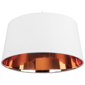 Pendant Lamp White And Copper Fabric Bell Shape Modern Beliani