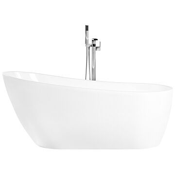 Freestanding Bath White Sanitary Acrylic 170 X 78 Cm Oval Design Beliani