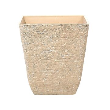 Plant Pot Beige Stone Polyresin 49 X 49 X 53 Cm Indoor Outdoor Square Beliani