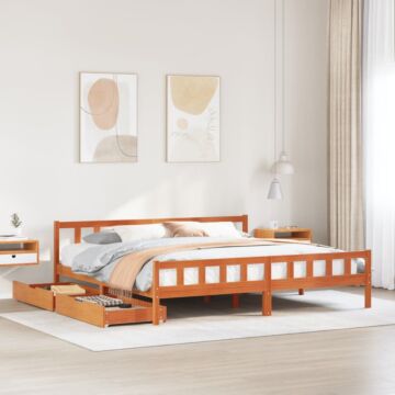 Vidaxl Bed Frame Without Mattress Wax Brown 180x200 Cm Super King Solid Wood Pine