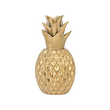 Decorative Figurine Gold Ceramic Pineapple Statuette Ornament Glamour Style Decor Accessories Beliani