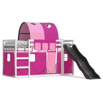 Vidaxl Bunk Bed With Slide And Curtains Pink 90x190 Cm