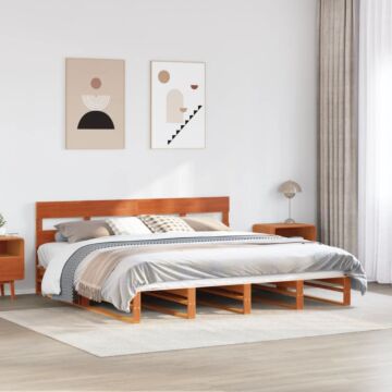 Vidaxl Bed Frame Without Mattress Wax Brown 180x200 Cm Super King Solid Wood Pine