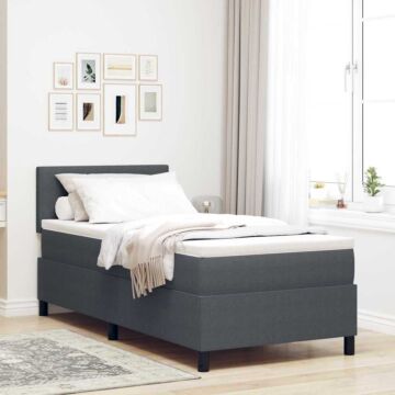 Vidaxl Box Spring Bed With Mattress Dark Grey 80x200 Cm Corduroy Fabric