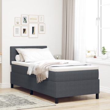 Vidaxl Box Spring Bed With Mattress Dark Grey 80x200 Cm Corduroy Fabric